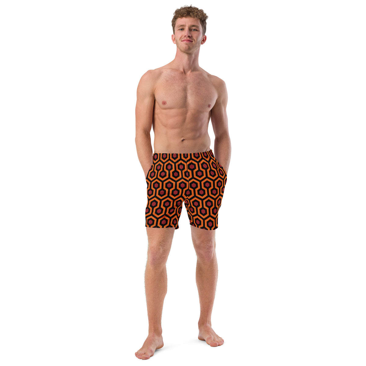 Red Rum Shining Pattern Men&#39;s Swim Trunks