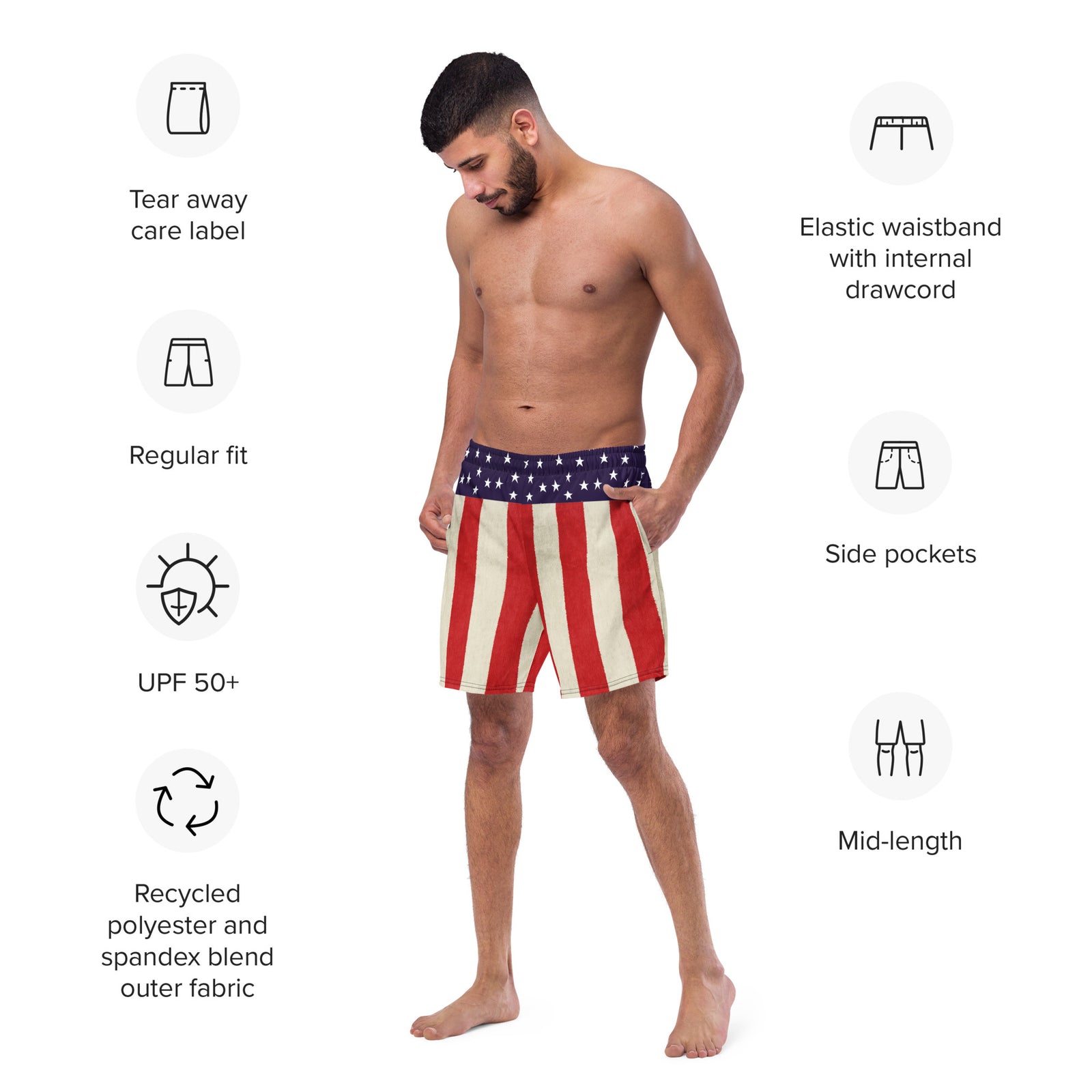 Americana Men's Stars and Bars Swim Trunks