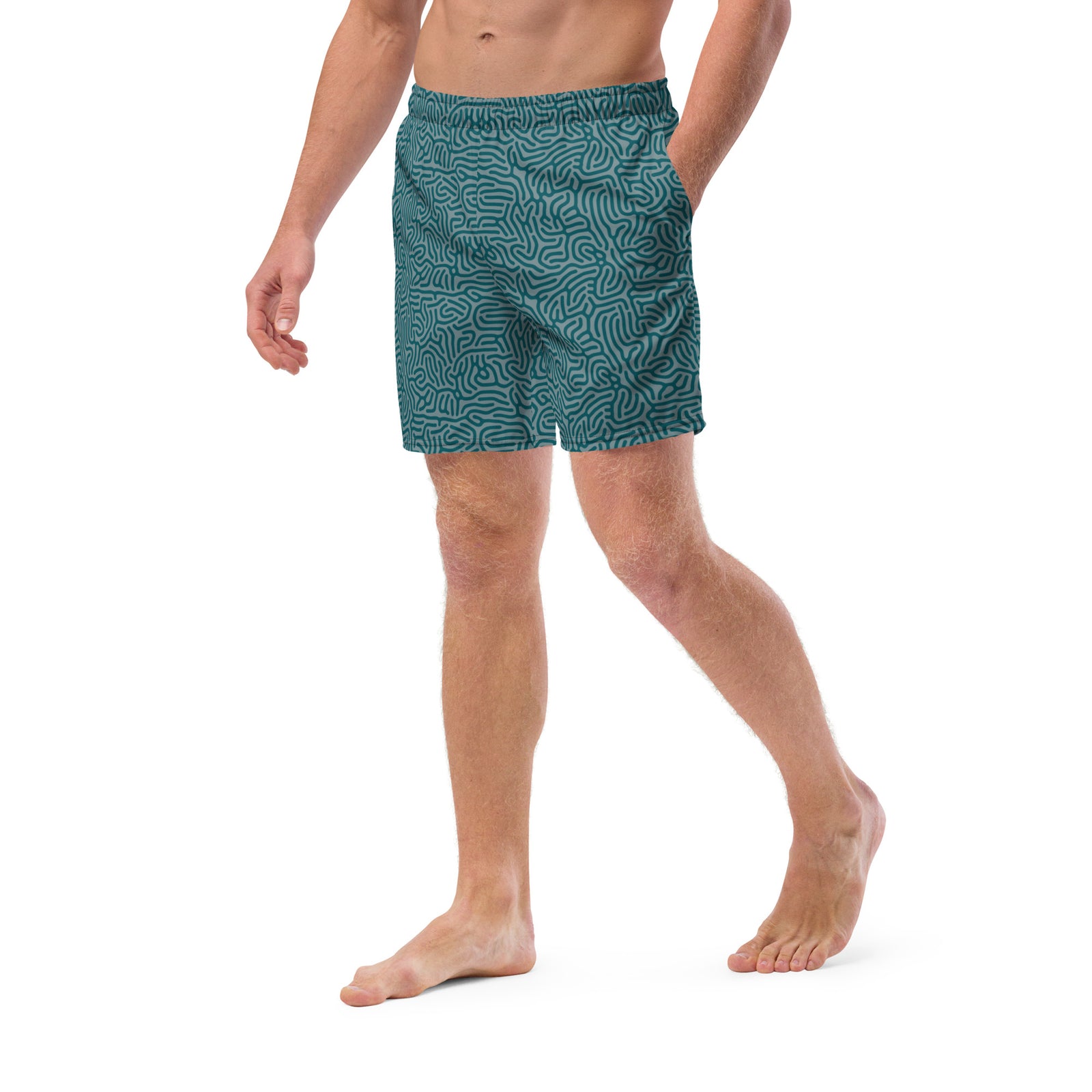 Maze Coral Sherpa Blue Men's Swim Trunks