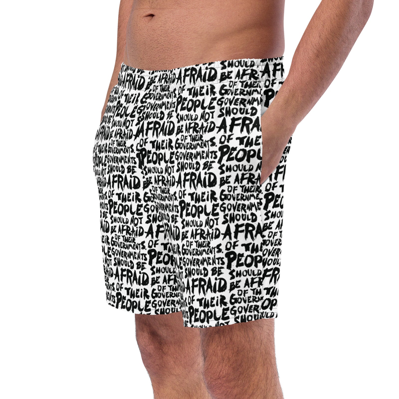 People Should Not Be Afraid of Their Governments Jefferson Quote Men's Swim Trunks