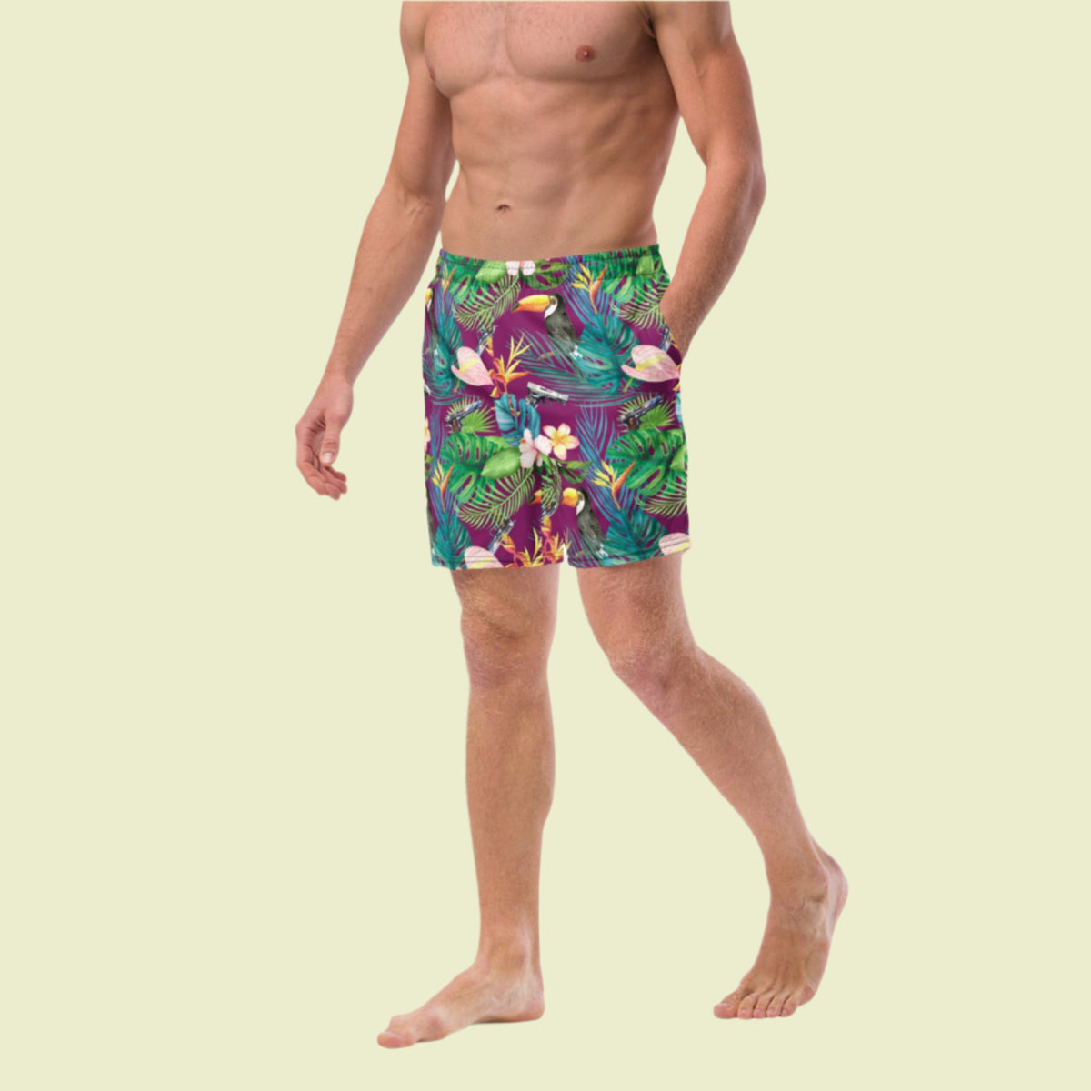 Hibiscus Bang Bang Sunset Hawaiian Men&#39;s Swim Trunks