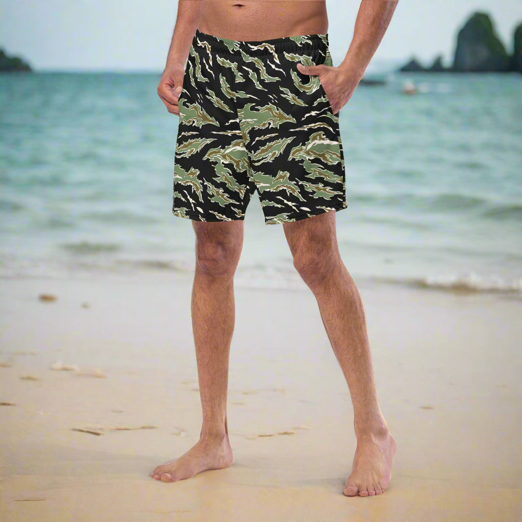 Tiger Stripe Camo Men&#39;s Swim Trunks