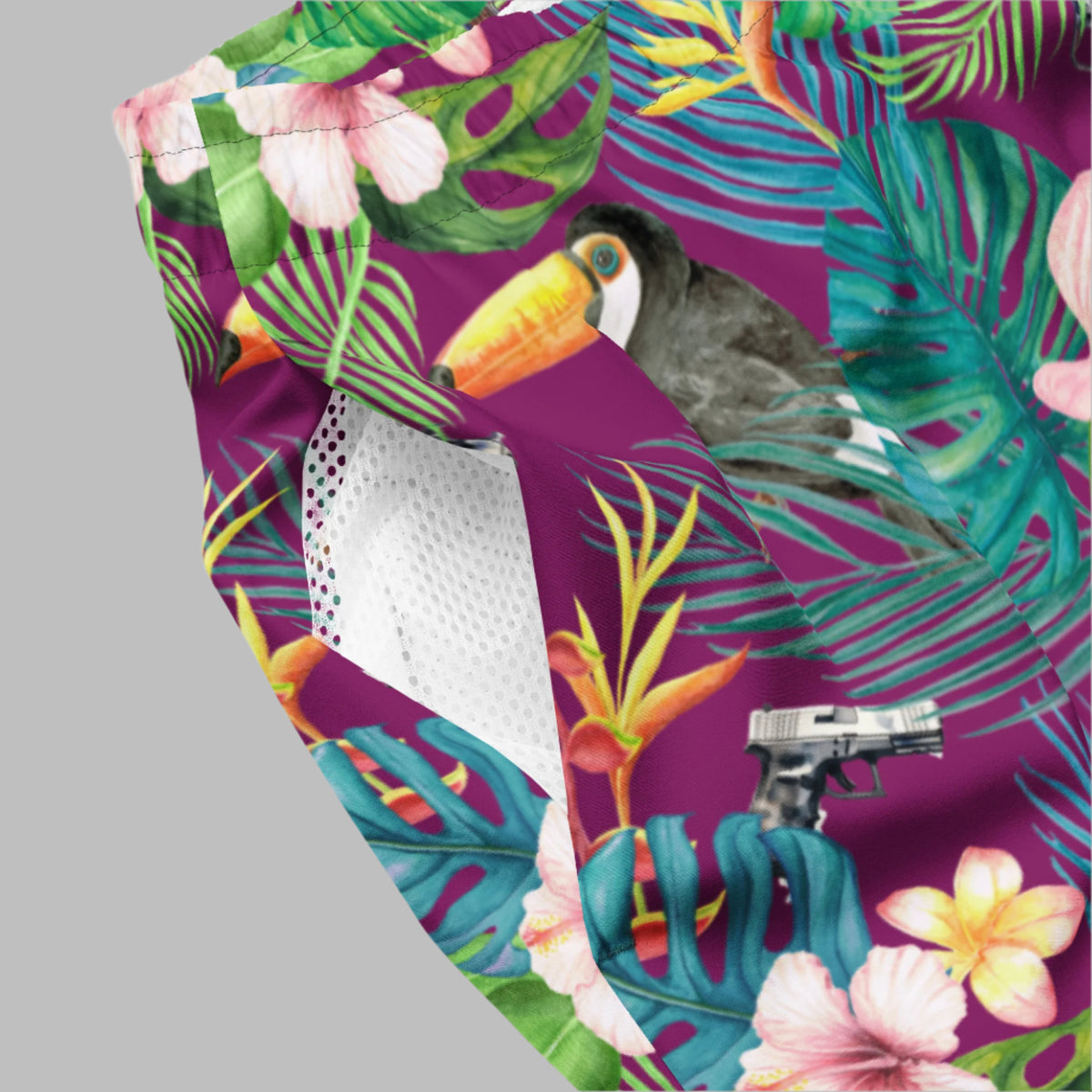 Hibiscus Bang Bang Sunset Hawaiian Men&#39;s Swim Trunks