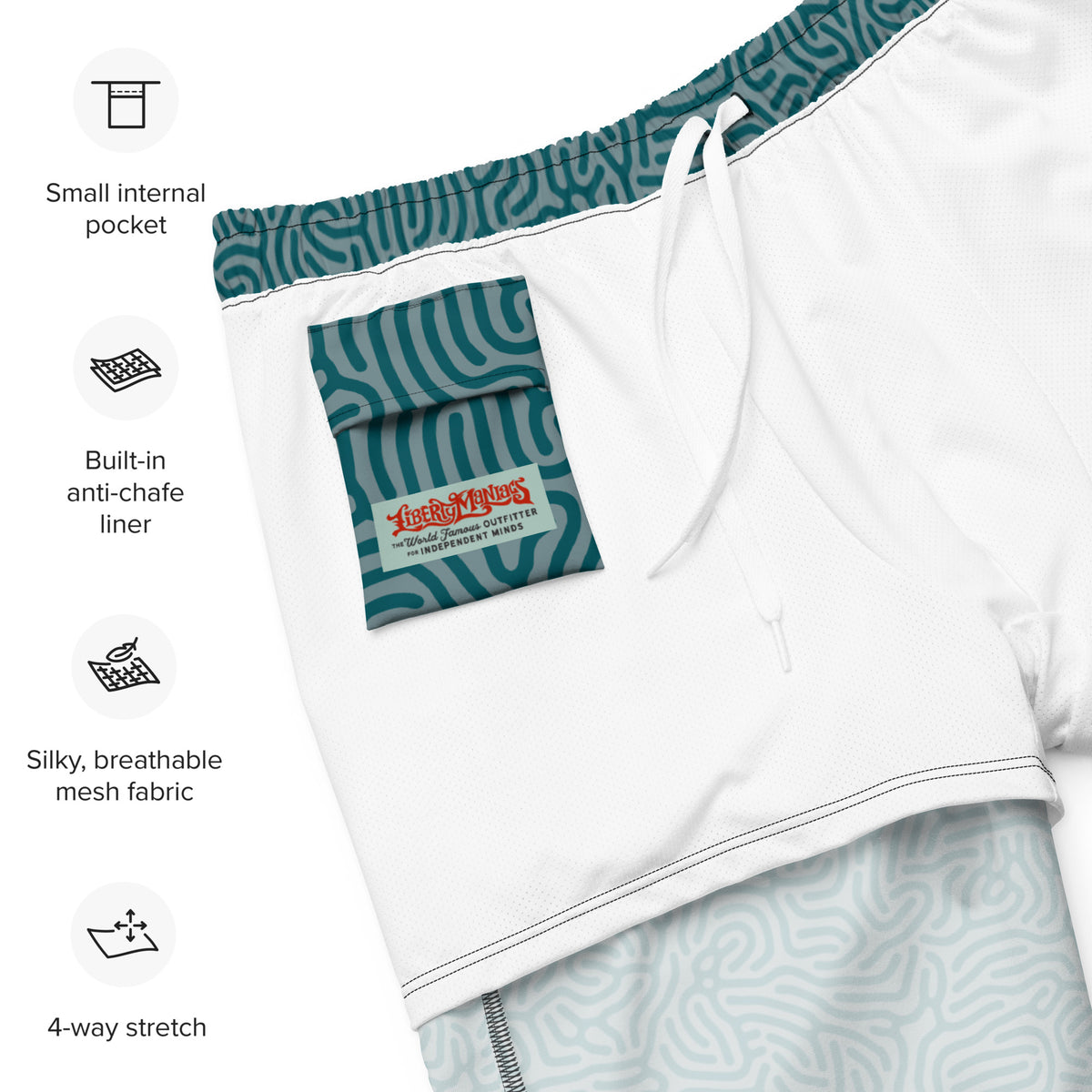 Maze Coral Sherpa Blue Men&#39;s Swim Trunks