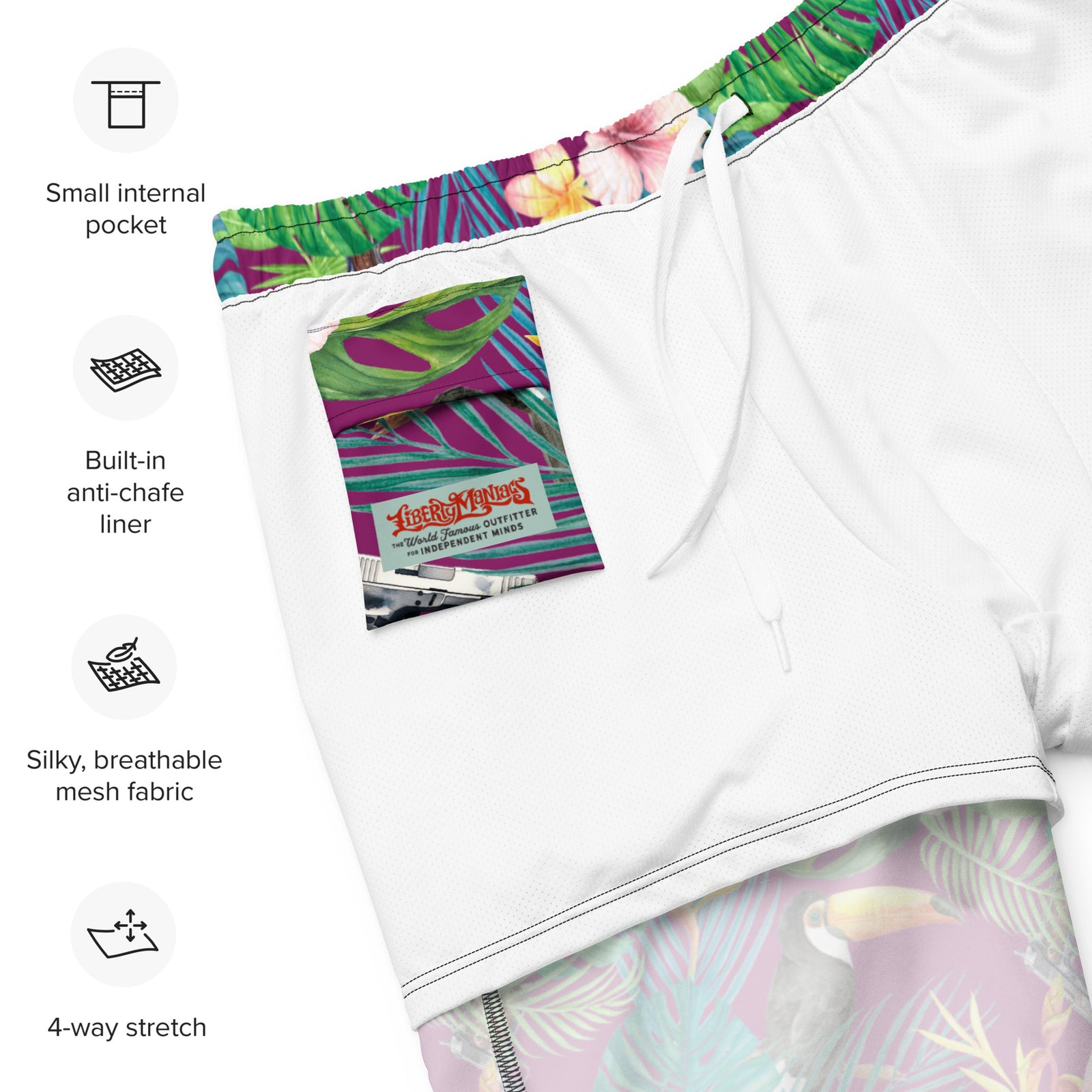 Hibiscus Bang Bang Sunset Hawaiian Men's Swim Trunks