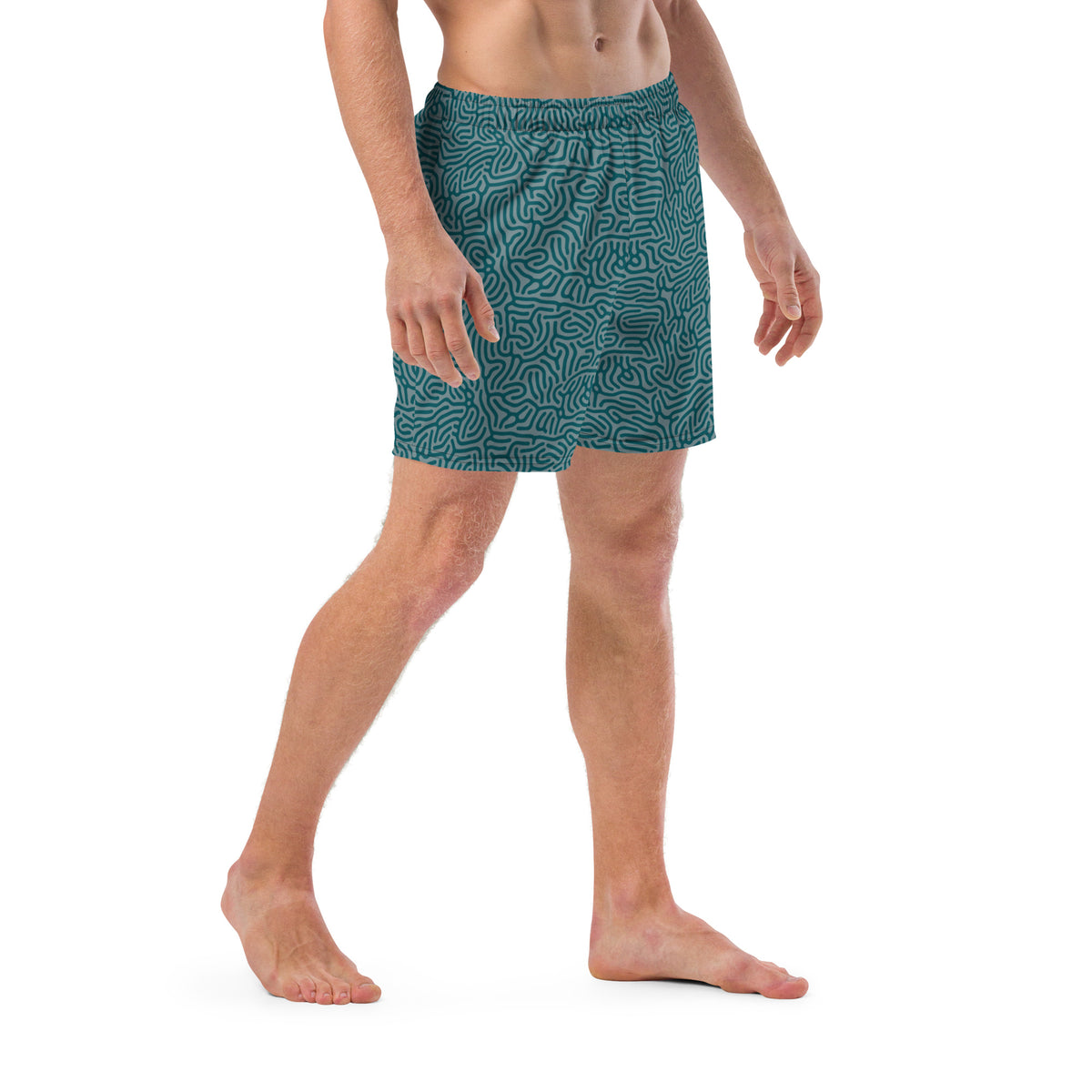 Maze Coral Sherpa Blue Men&#39;s Swim Trunks
