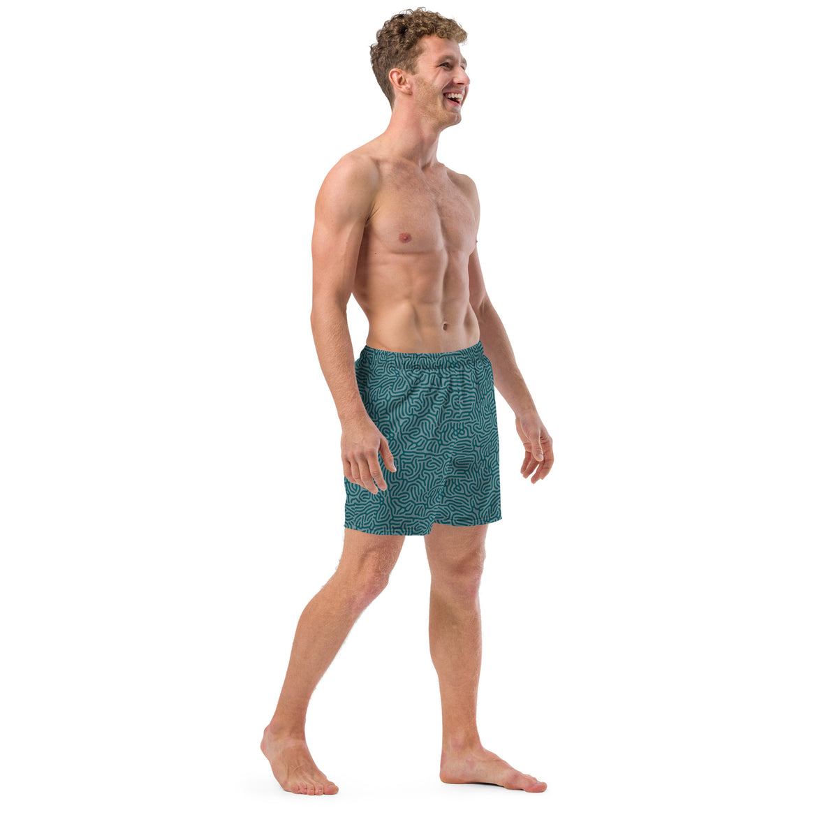 Maze Coral Sherpa Blue Men&#39;s Swim Trunks