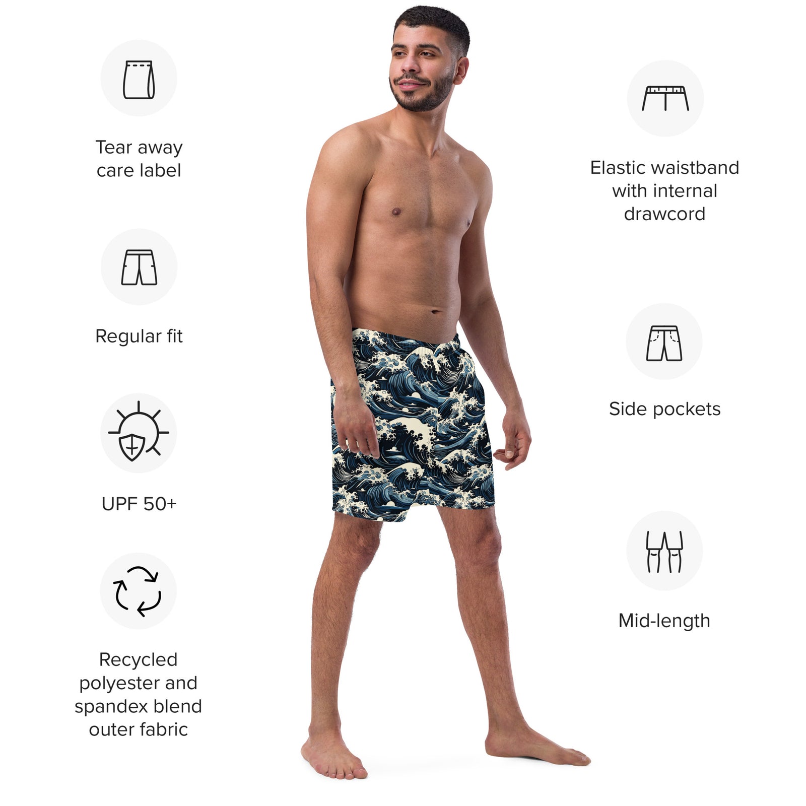 Great Waves Men's Swim Trunks