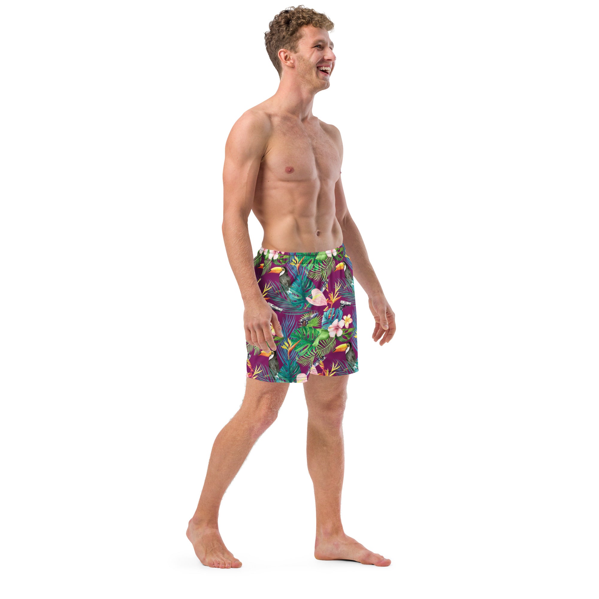 Hibiscus Bang Bang Sunset Hawaiian Men's swim trunks