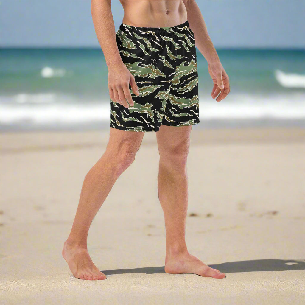 Tiger Stripe Camo Men's Swim Trunks