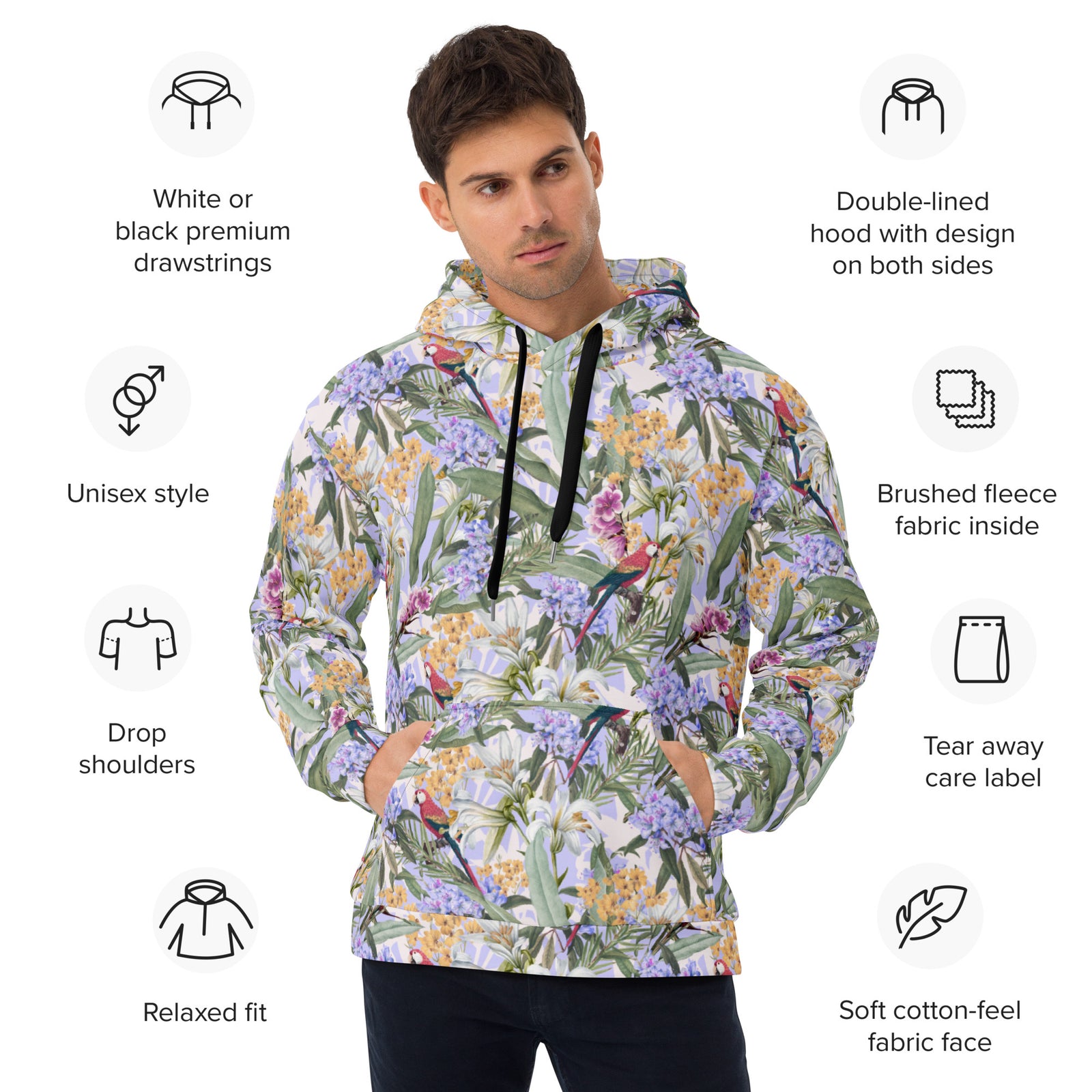 Parrot Bay Hawaiian Print Hoodie