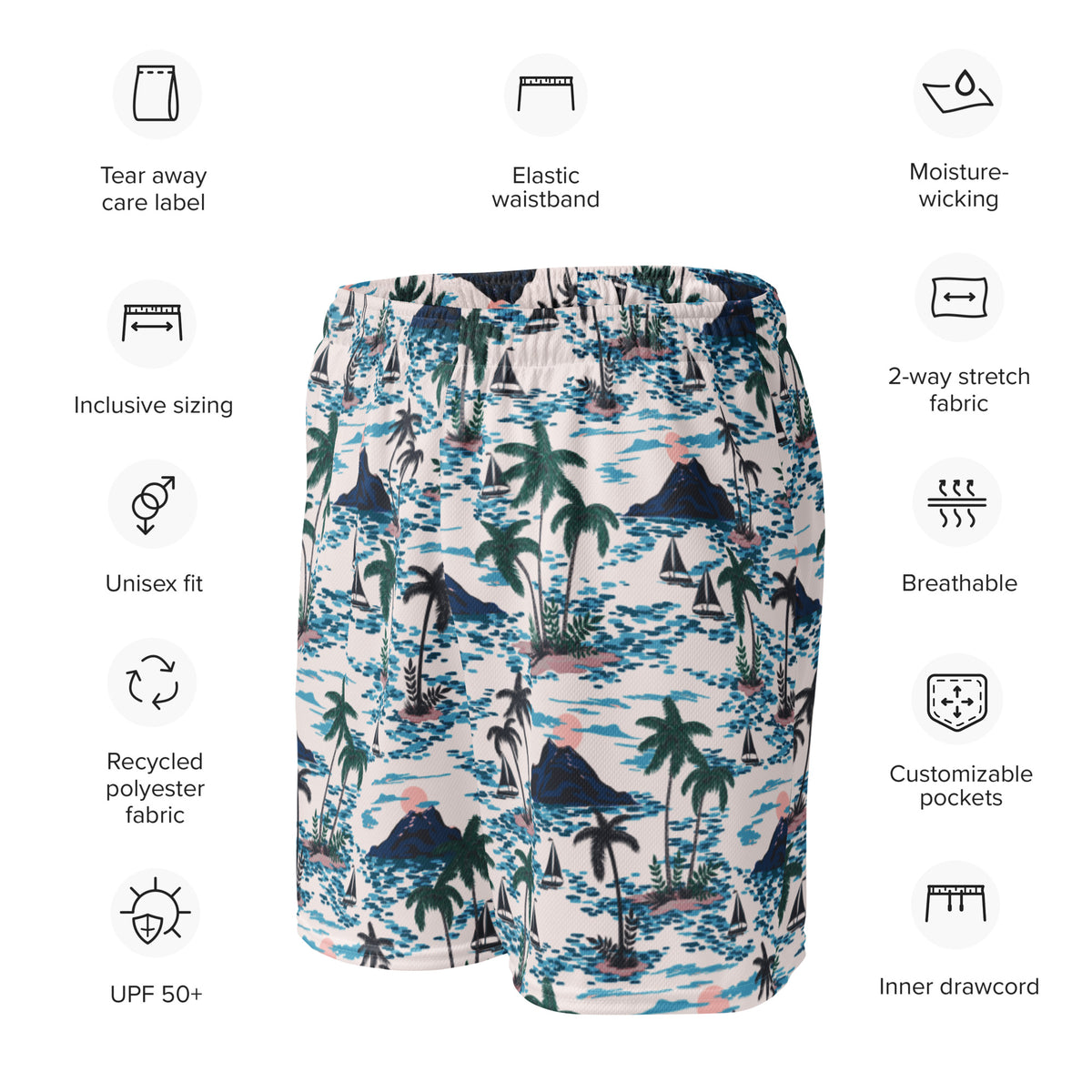 Midcentury Maniacs Hawaiian Mesh Athletic Shorts