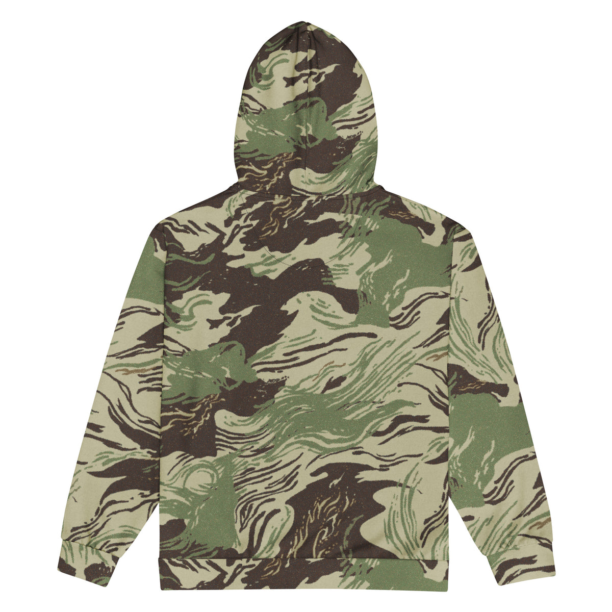 Rhodesian Brushstroke camouflage zip hoodie, full back view