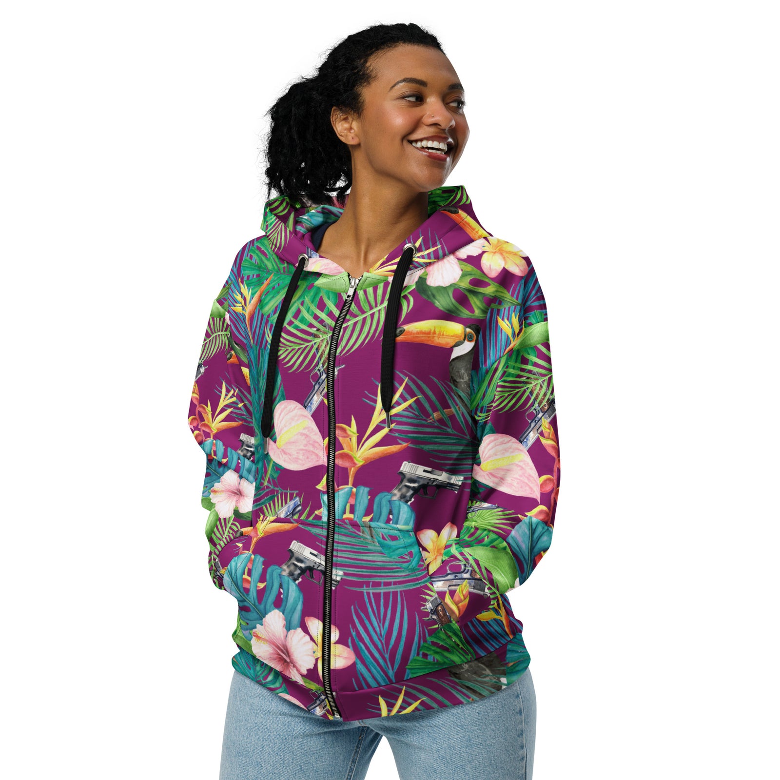 Hibiscus Bang Bang Hawaiian Zip Hoodie
