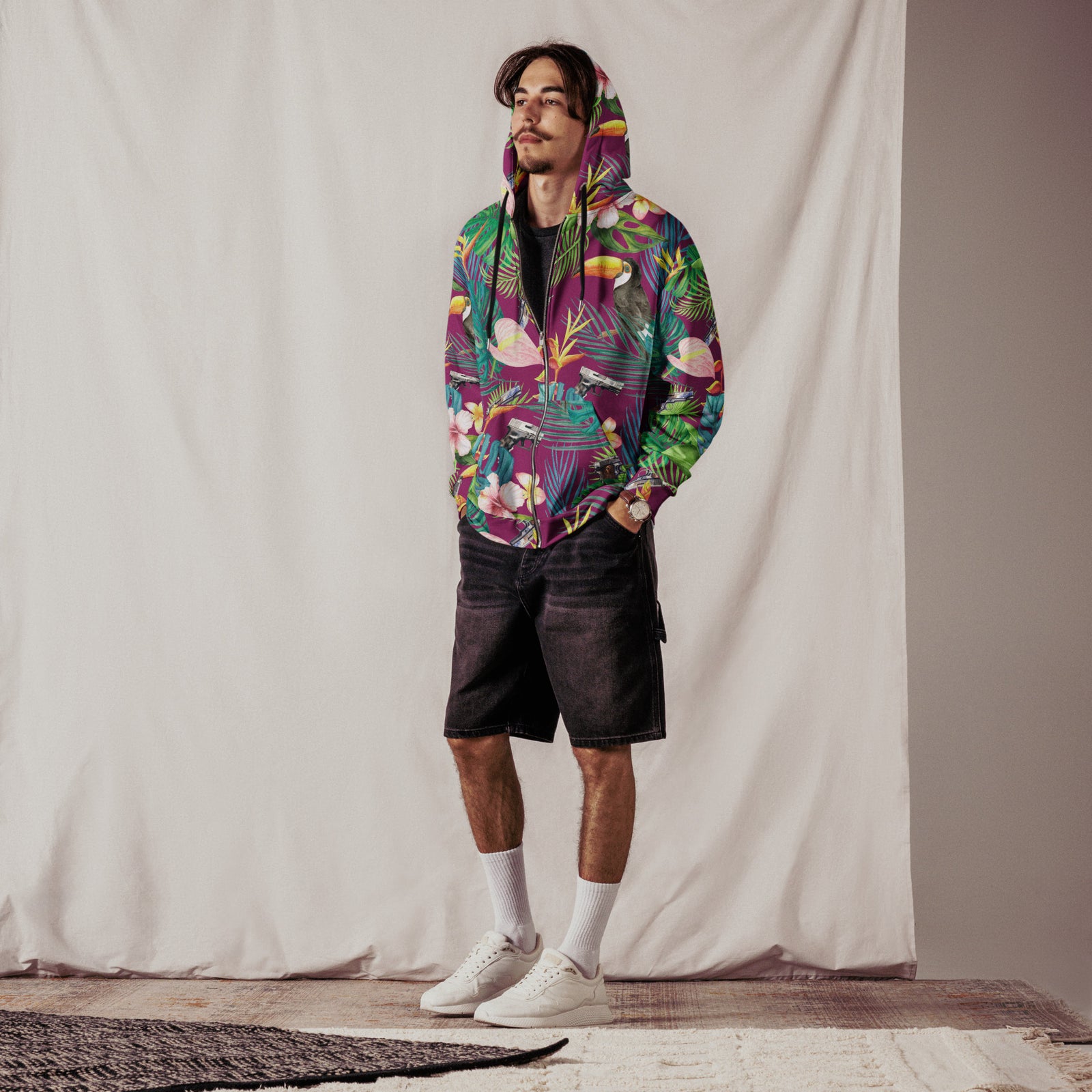 Hibiscus Bang Bang Hawaiian Zip Hoodie