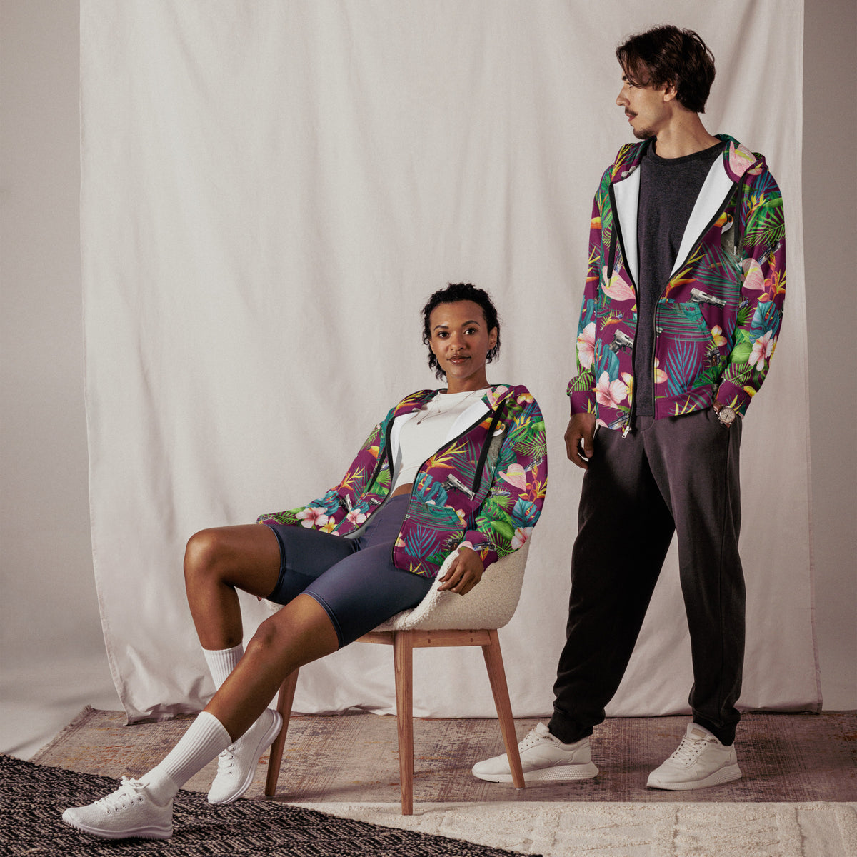 Hibiscus Bang Bang Hawaiian Zip Hoodie