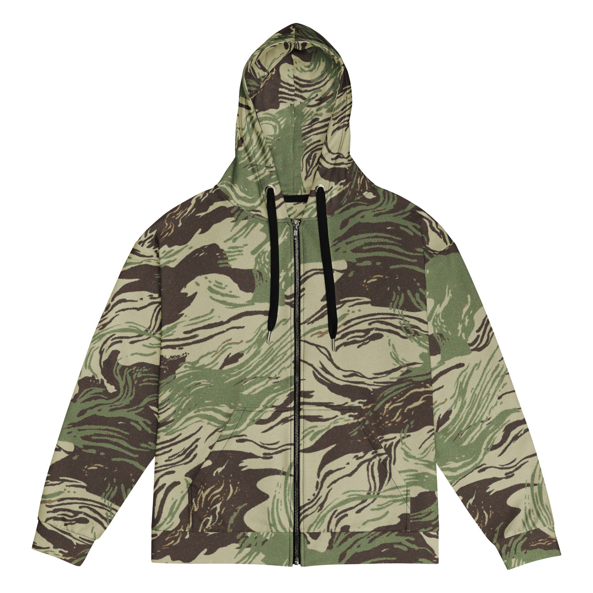 Rhodesian Brushstroke camouflage zip hoodie, front view