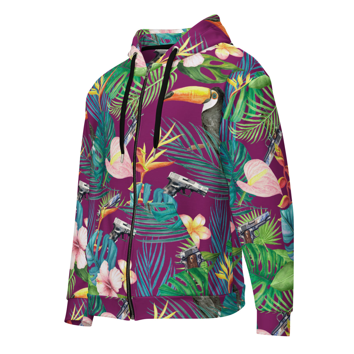 Hibiscus Bang Bang Hawaiian Zip Hoodie