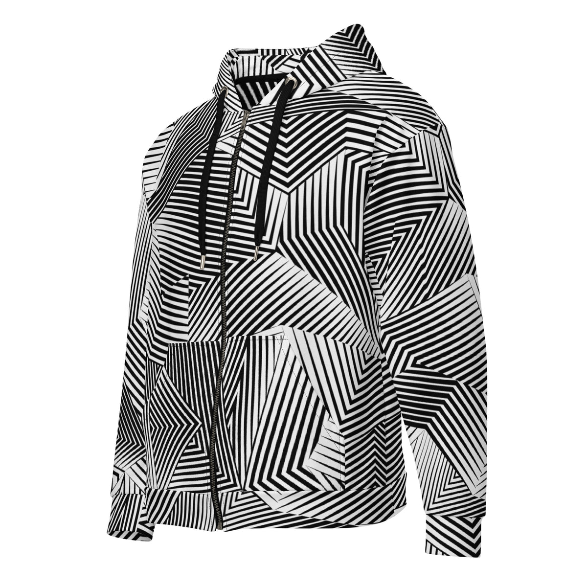 Dazzle naval camouflage zip hoodie, angled front view