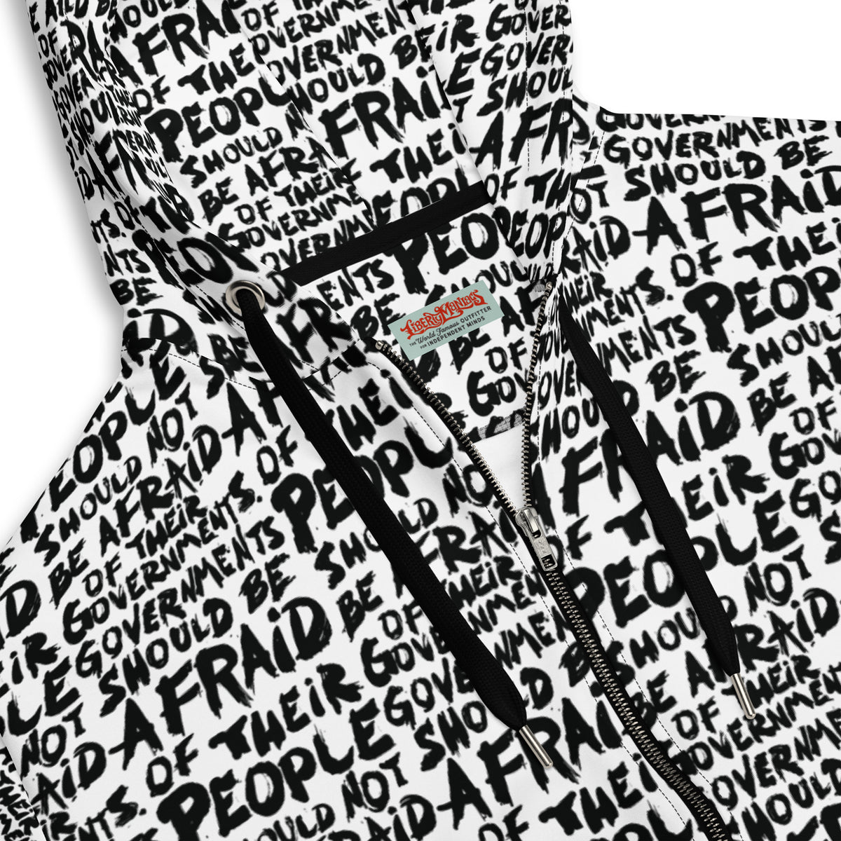 People Should Not Be Afraid of Their Governments Jefferson Quote Zip Hoodie