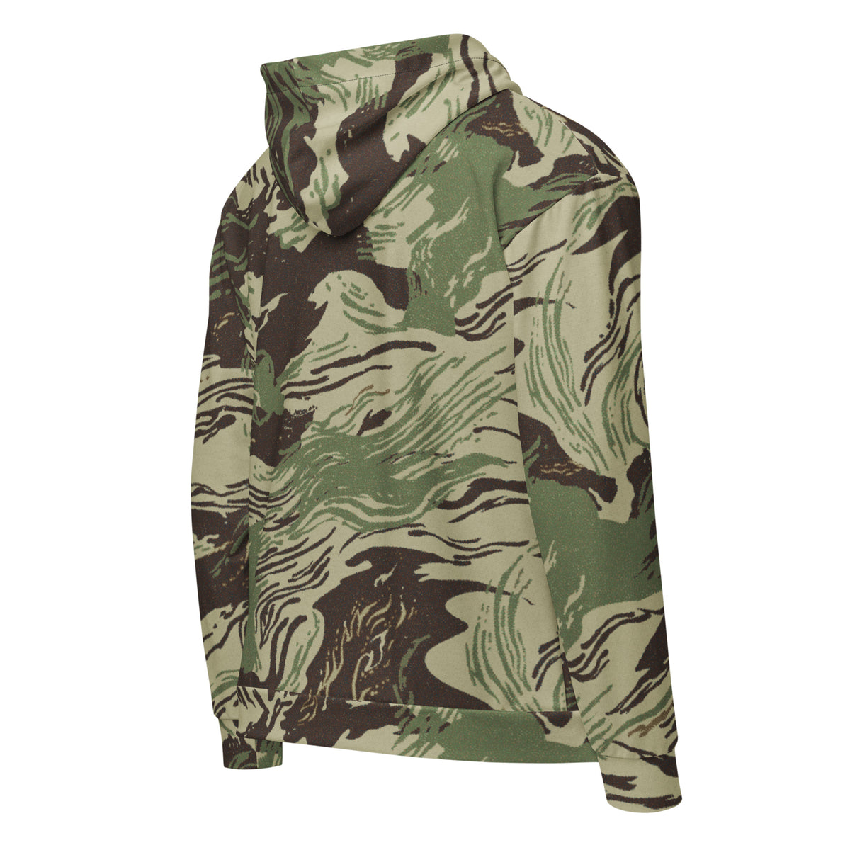 Rhodesian Brushstroke Camo Zip Hoodie, angled back view