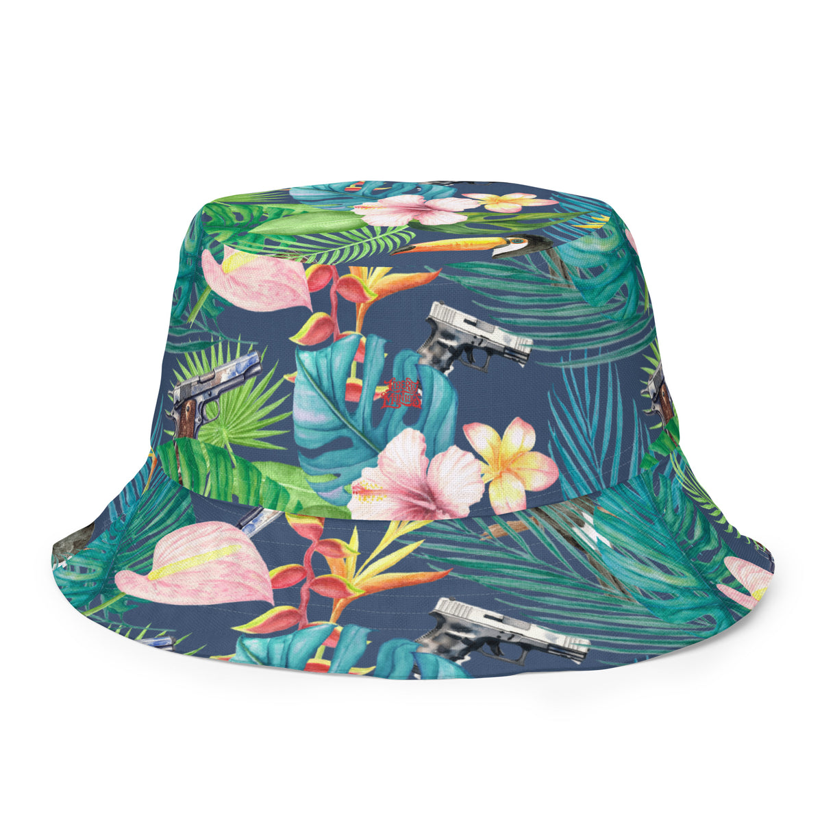 Hibiscus Bang Bang Sunset Hawaiian Handmade Reversible Bucket Hat