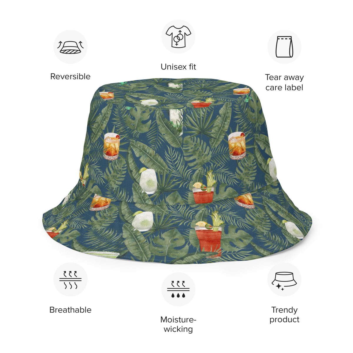 Cocktail Cabana Reversible Bucket Hat