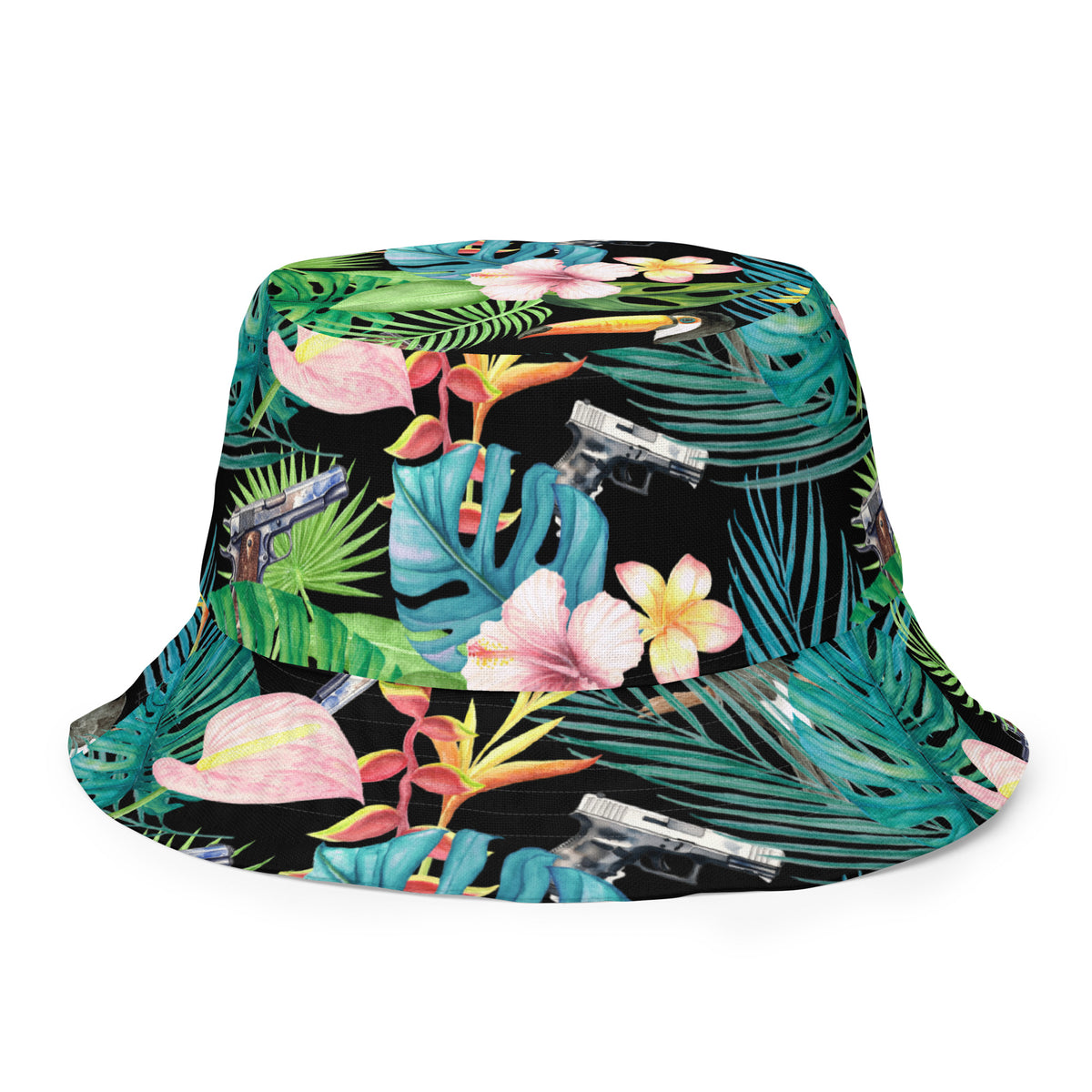 Hibiscus Bang Bang Sunset Hawaiian Handmade Reversible Bucket Hat