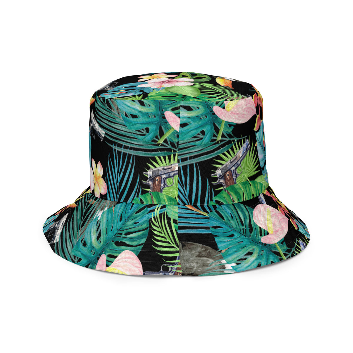 Hibiscus Bang Bang Sunset Hawaiian Handmade Reversible Bucket Hat