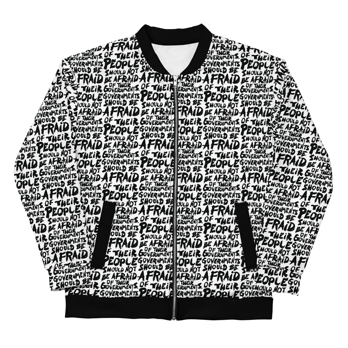 People Should Not Be Afraid of Their Governments Jefferson Quote Bomber Jacket
