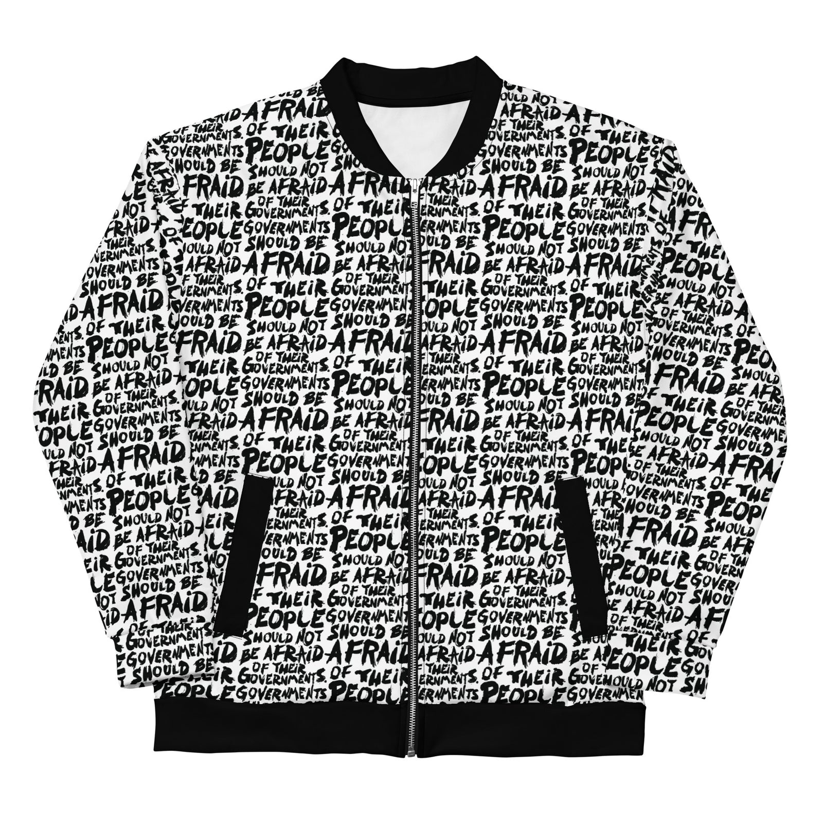 People Should Not Be Afraid of Their Governments Jefferson Quote Bomber Jacket