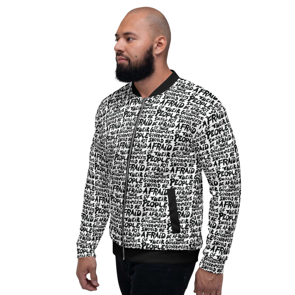 People Should Not Be Afraid of Their Governments Jefferson Quote Bomber Jacket