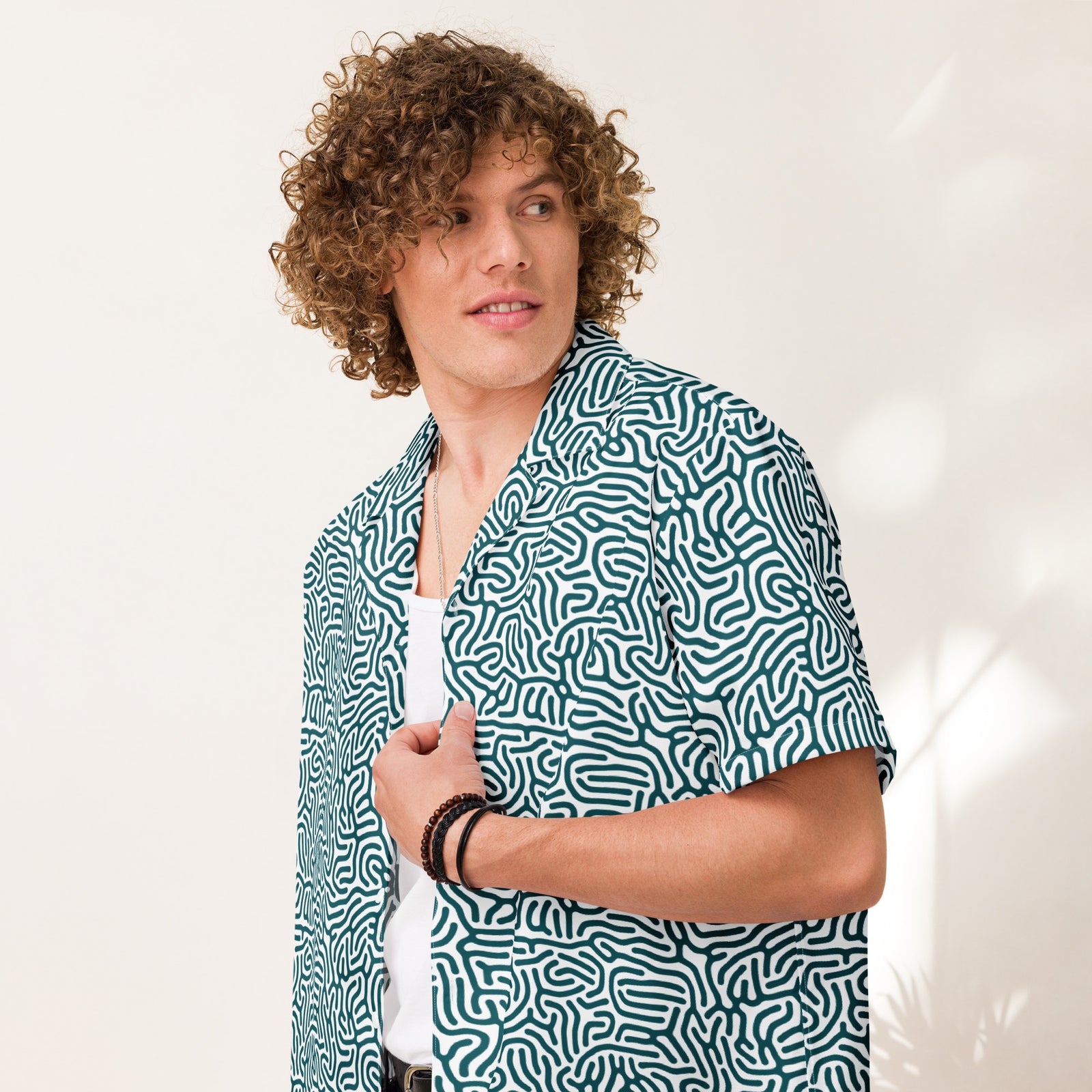 Maze Coral Button-Up Shirt