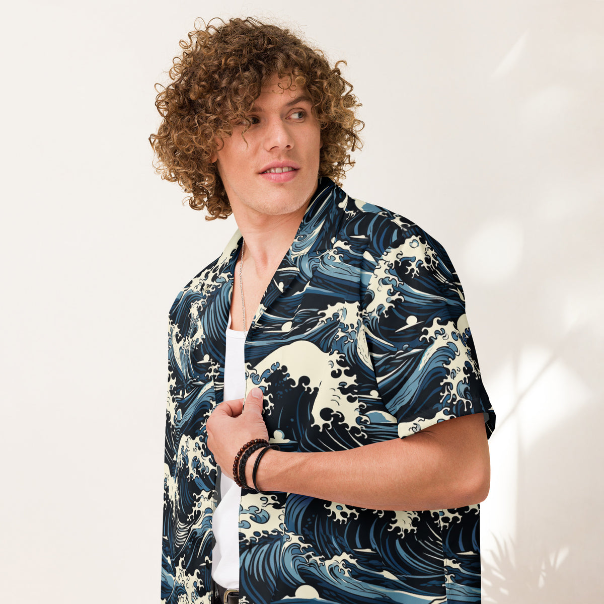 Tsunami Splash Island Button-Up Shirt