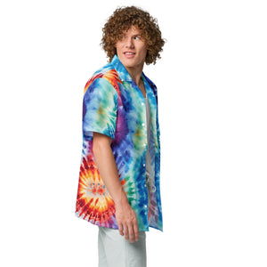 Cosmic Charlie Tie Dye Hawaiian Button-Up Shirt