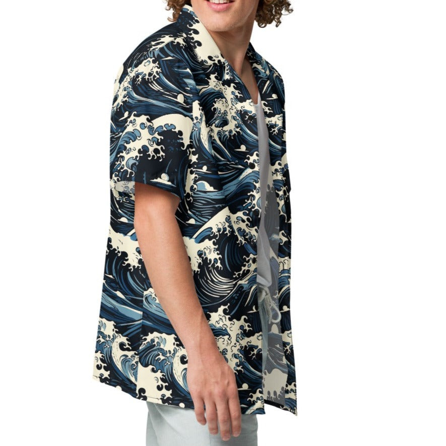 Tsunami Splash Island Button-Up Shirt