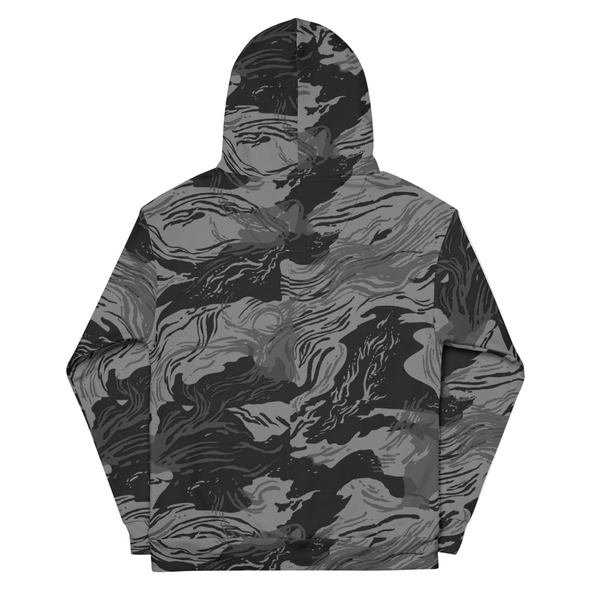 Camouflage-patterned hoodie on a white background