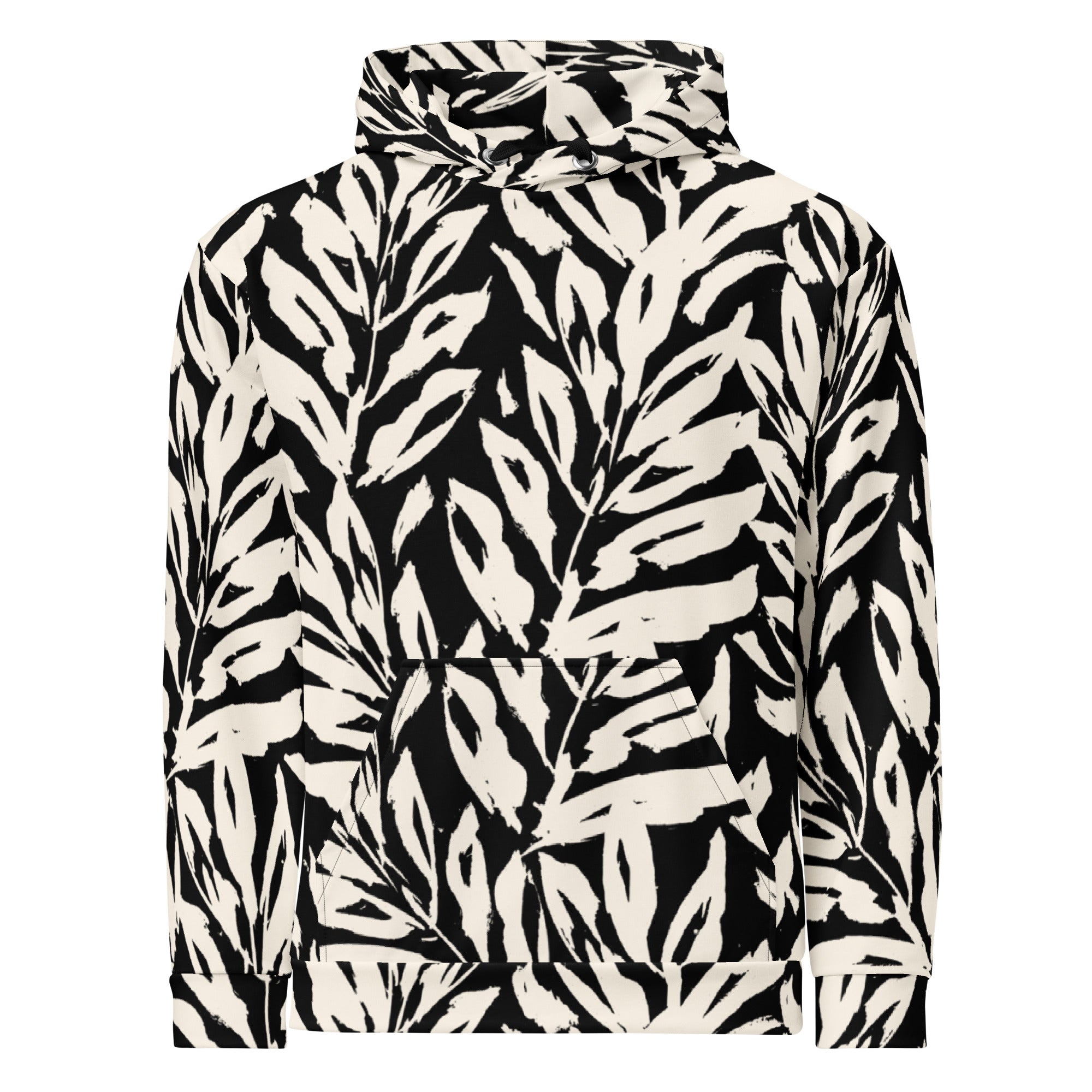 Hoodie with leaf pattern on a white background