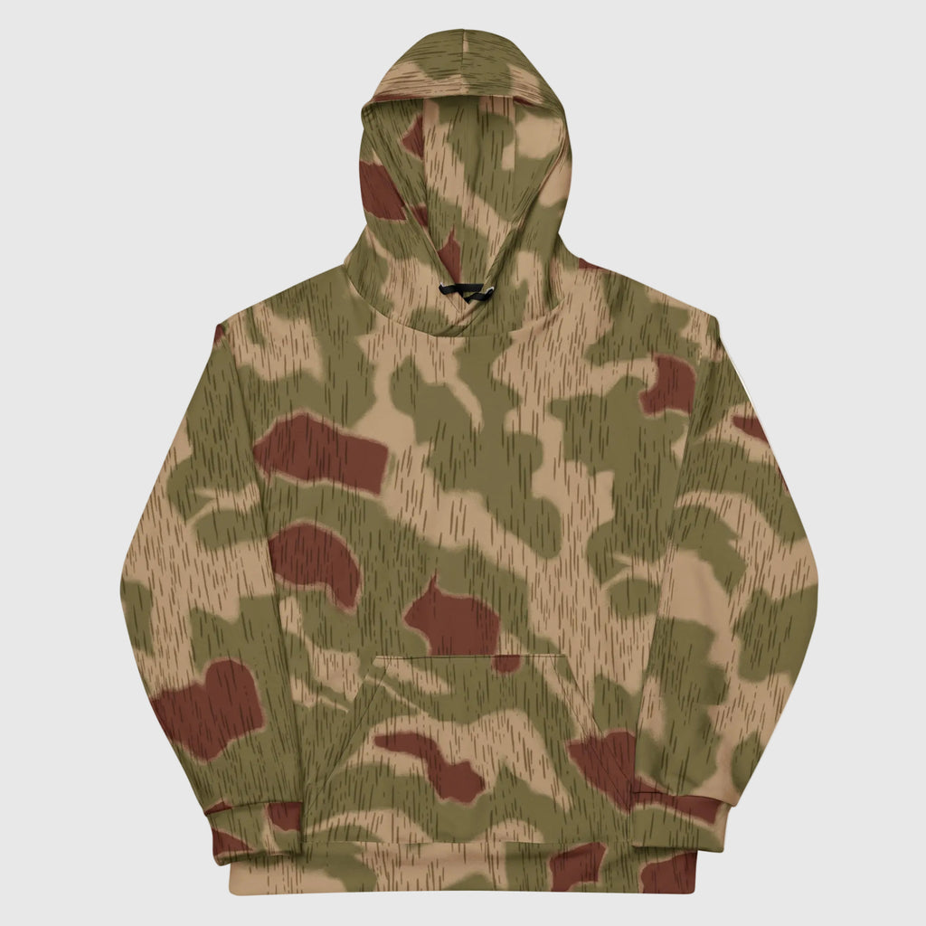 Sumpftarnmuster swamp pattern Camouflage Cotton Hoodie lying flat on a white background