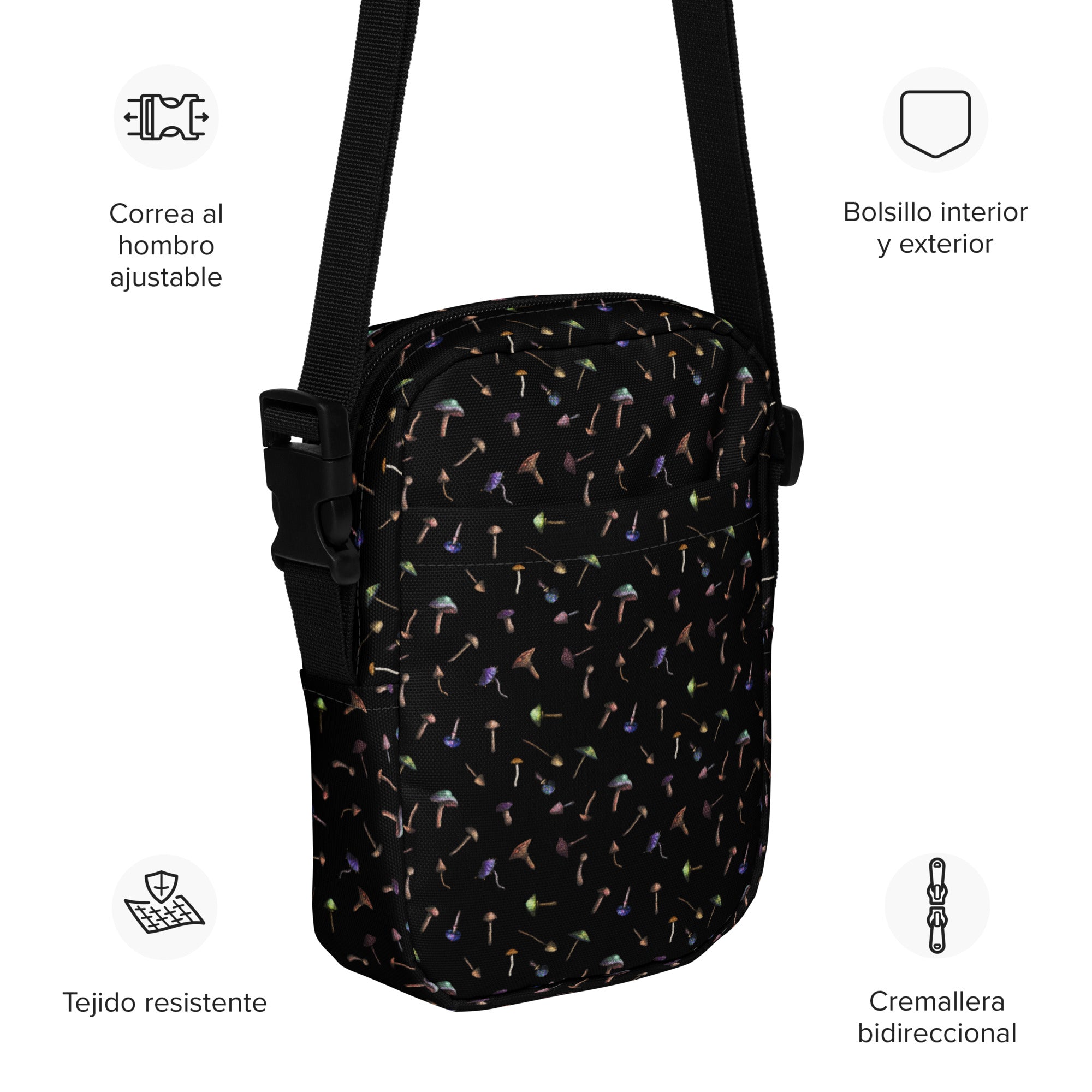 Shroom Pattern Utility Crossbody Bag