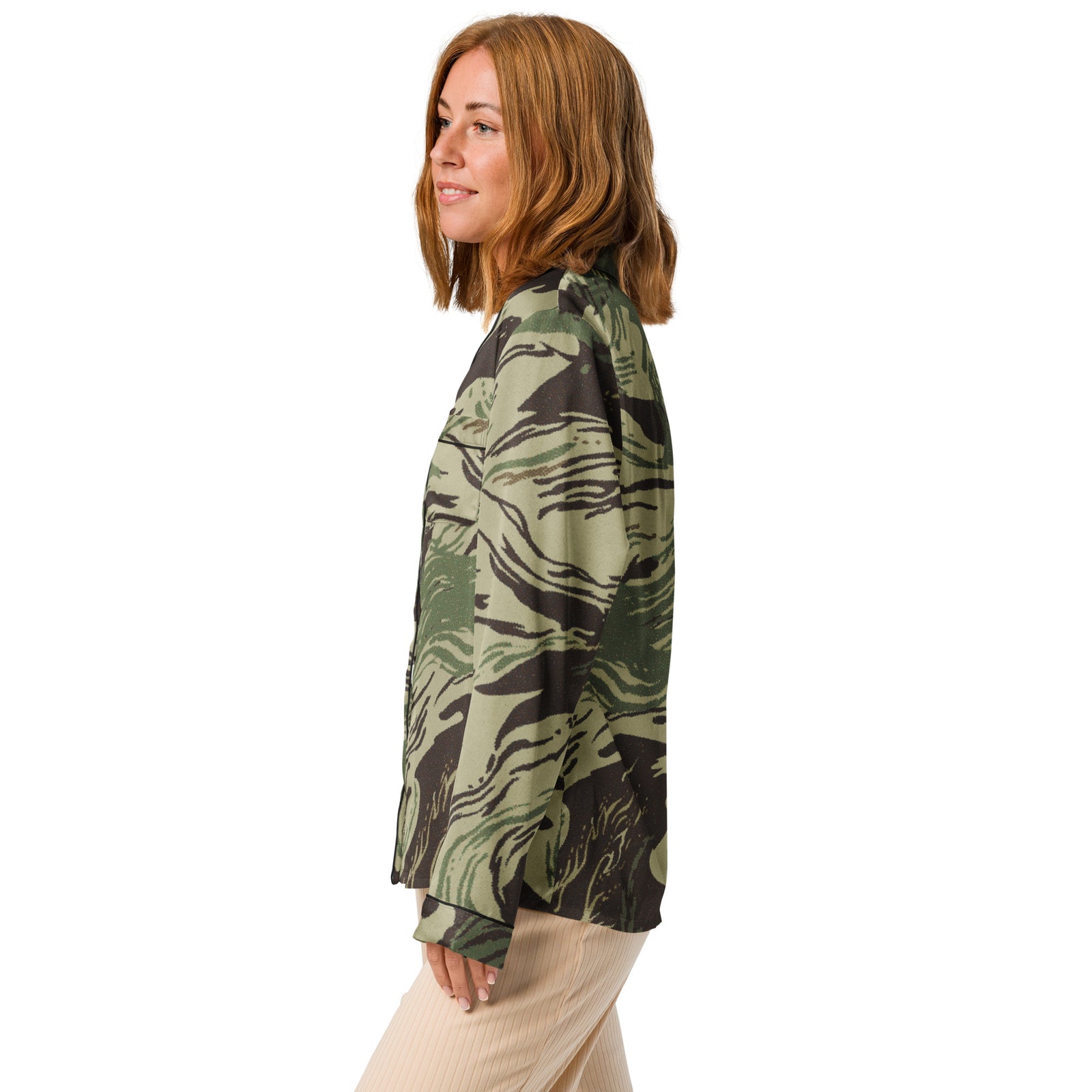 Rhodesian Brushstroke pajama shirt showing sleeve and side profile