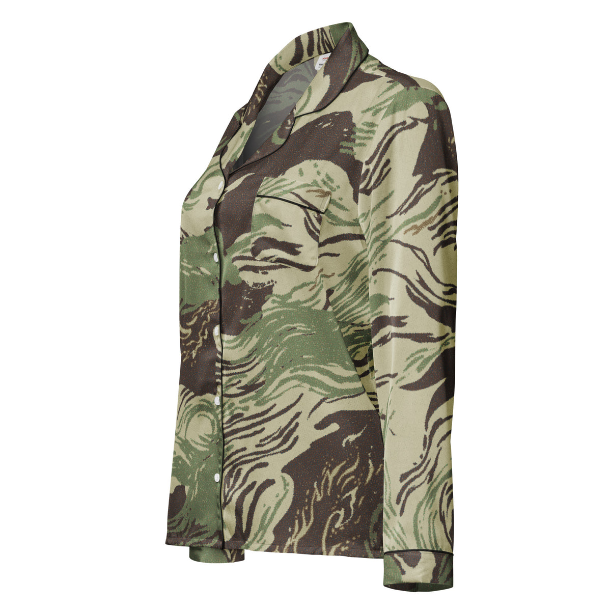 Rhodesian Brushstroke women’s long-sleeve pajama top, angled front view