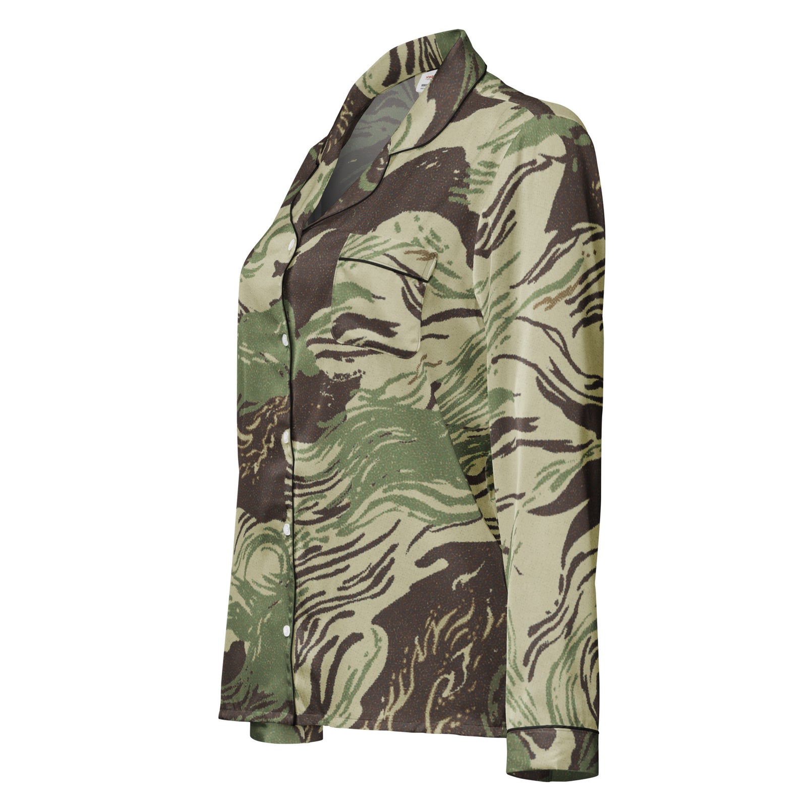 Rhodesian Brushstroke women’s long-sleeve pajama top, angled front view