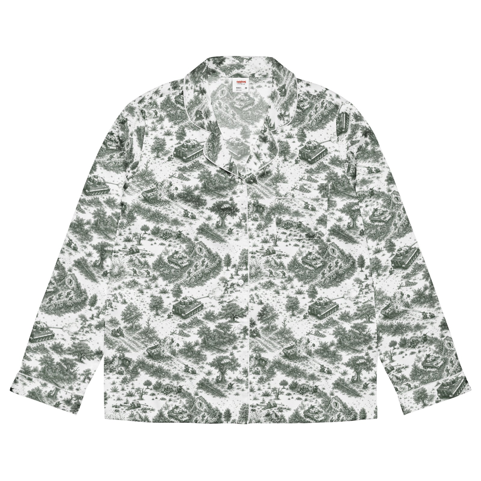 Front view of Normandy ’44 Toile women’s long sleeve pajama top