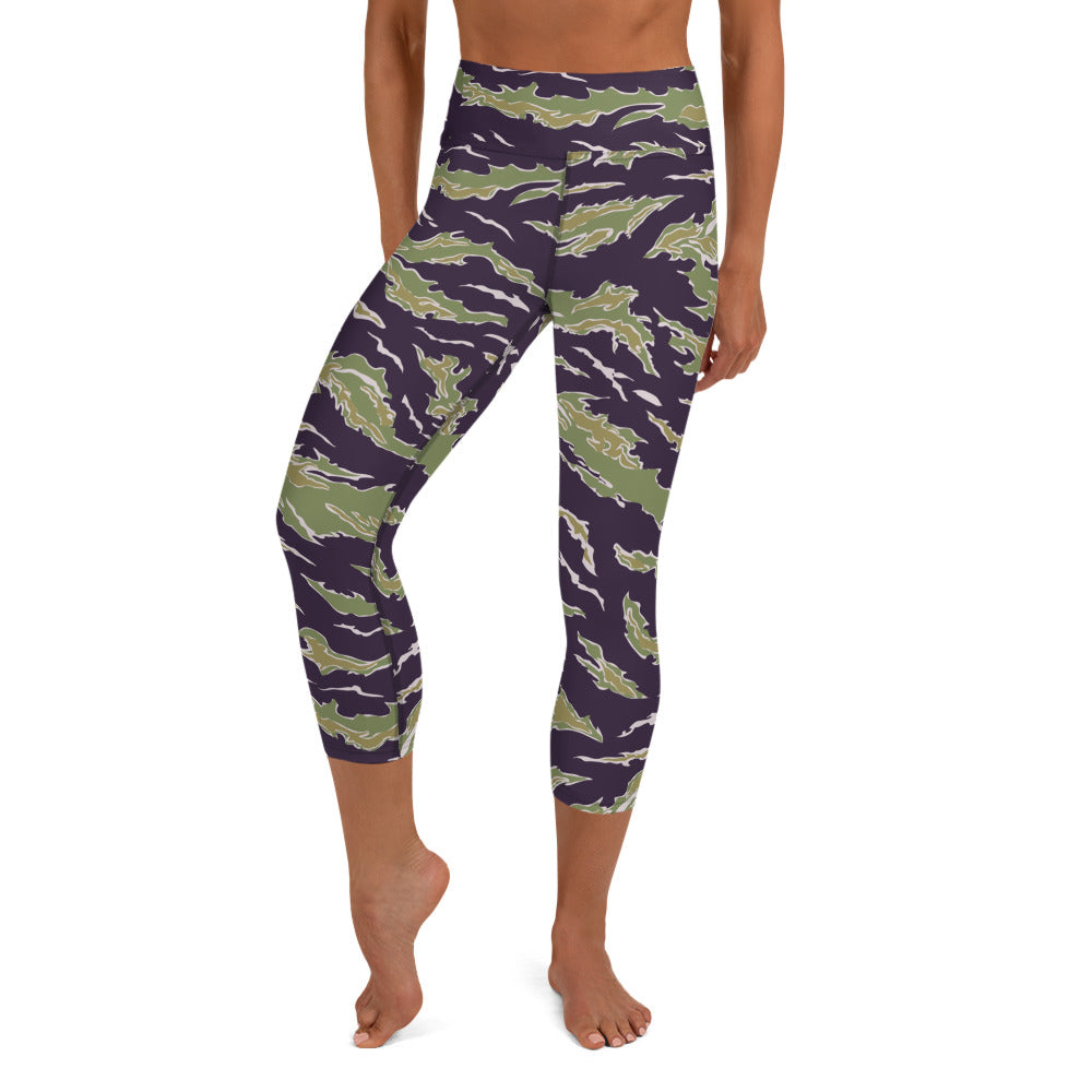 Jungle Tiger Stripe Yoga Capri Leggings