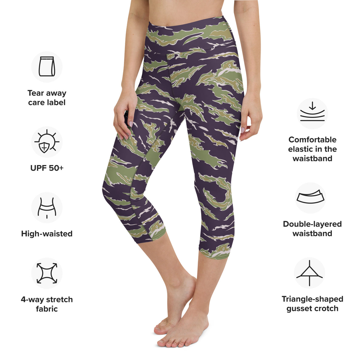 Jungle Tiger Stripe Yoga Capri Leggings