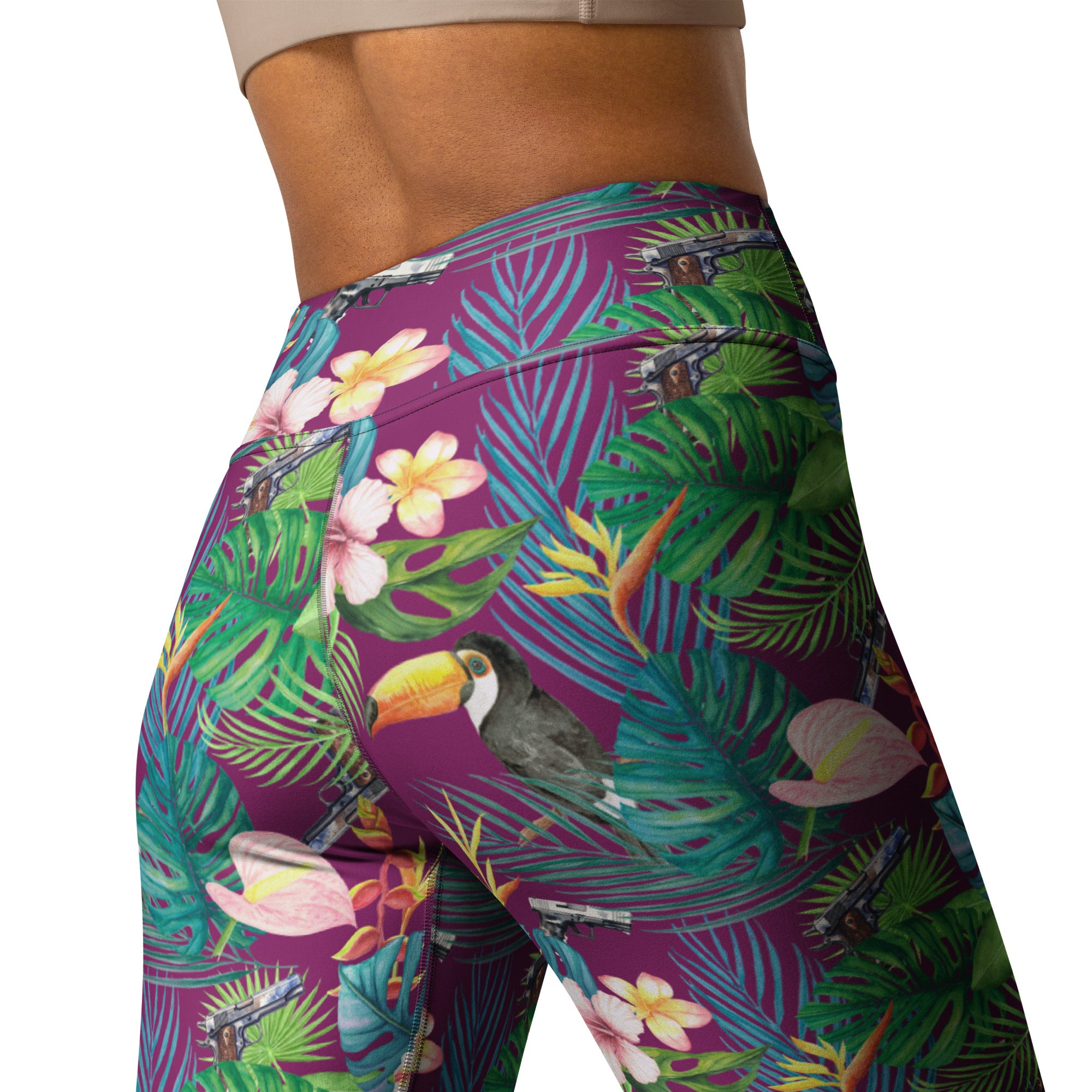 Hibiscus Bang Bang Hawaiian Print Yoga Leggings