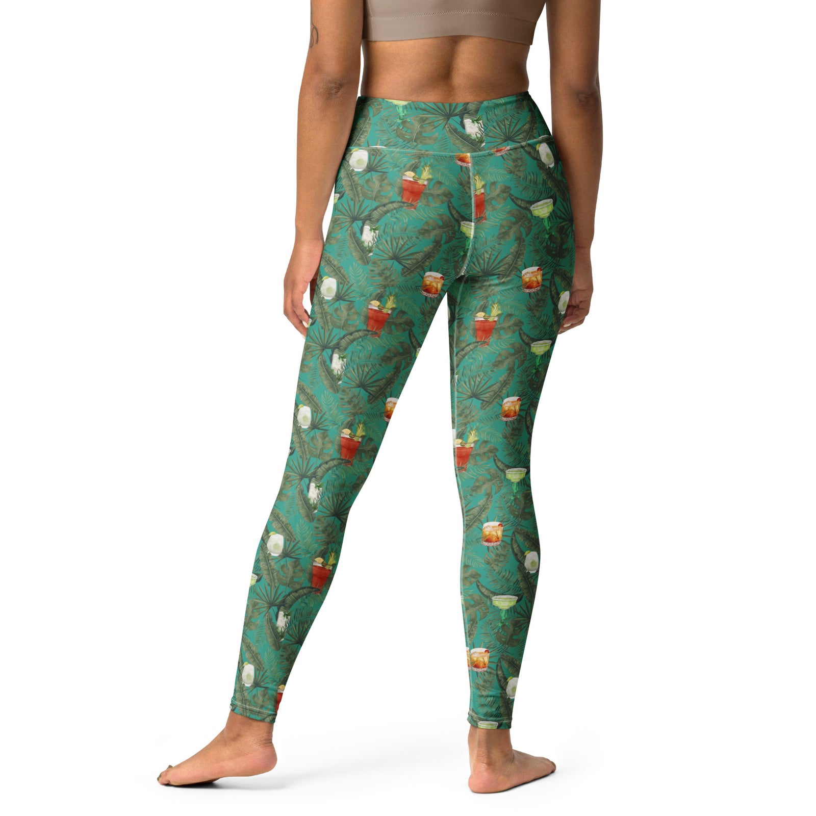 Vacay Cocktails Hawaiian Print Yoga Leggings