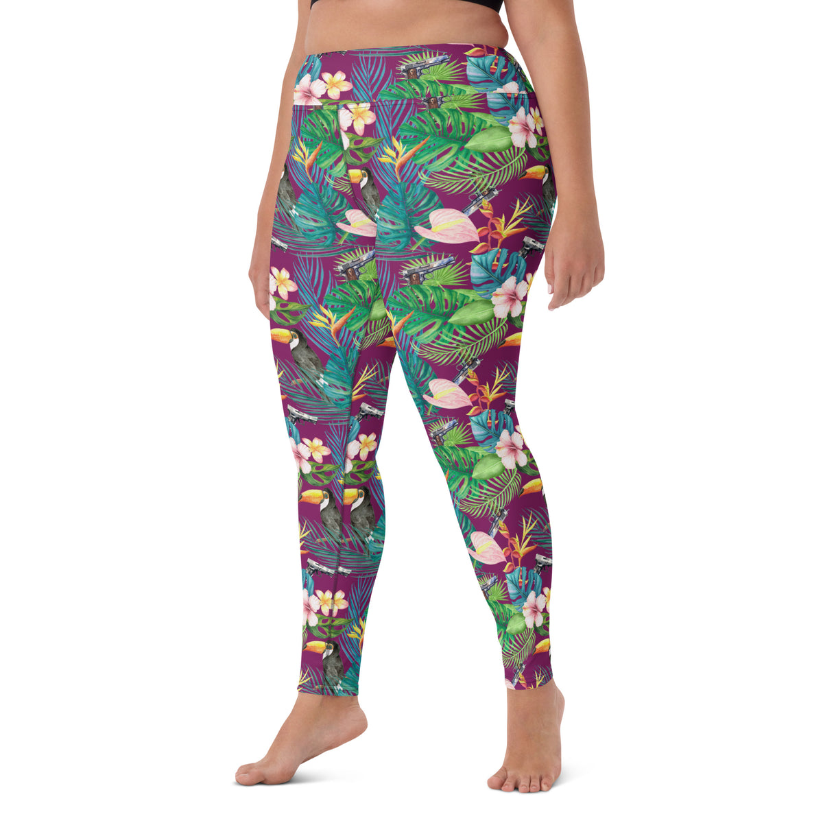Hibiscus Bang Bang Hawaiian Print Yoga Leggings