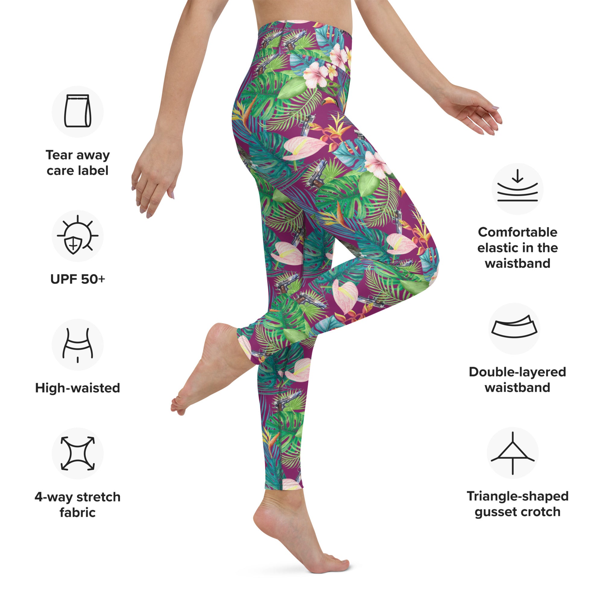 Hibiscus Bang Bang Hawaiian Print Yoga Leggings